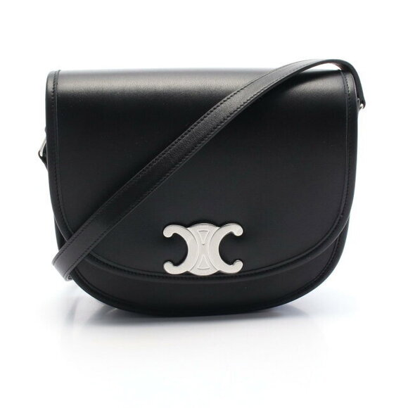 Celine Handbags - Celine Triomphe Shoulder Bag Leather Black